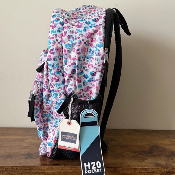 Jansport Big Student Back Pack Pastel Leopard Print Book Bag NWT - Picture 3 of 11